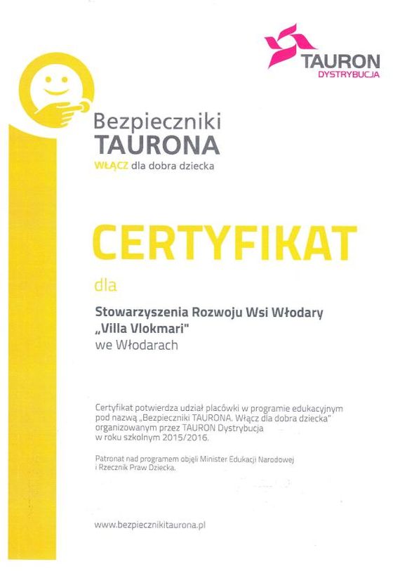 Certyfikat Taurona